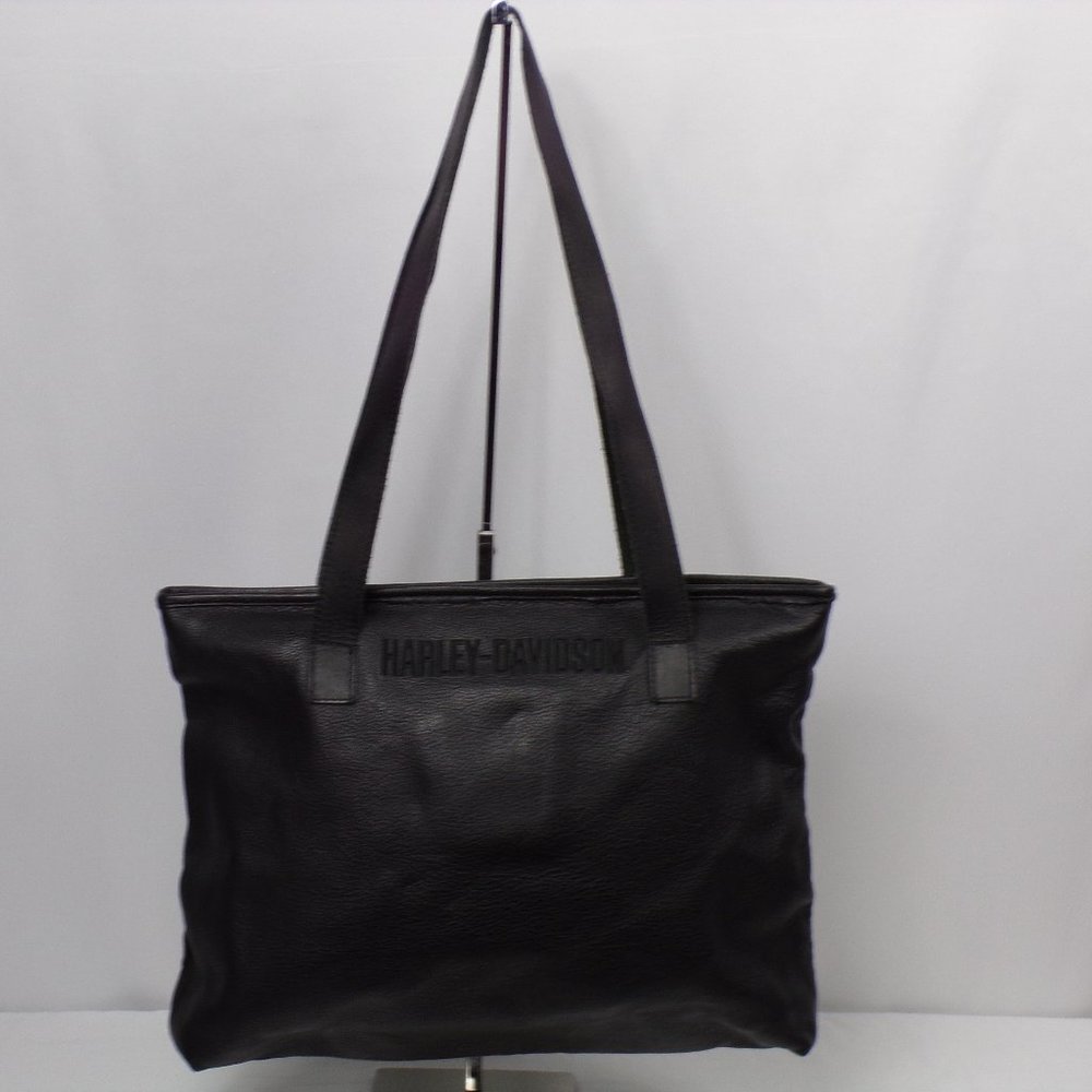 Vintage Harley DavidsonY2K Black Leather Tote Laptop Overnight Bag